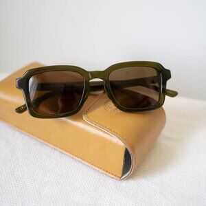 Crap Eyewear The Heavy Tropix | Square Frame Polarized Sunglasses & Case - Green